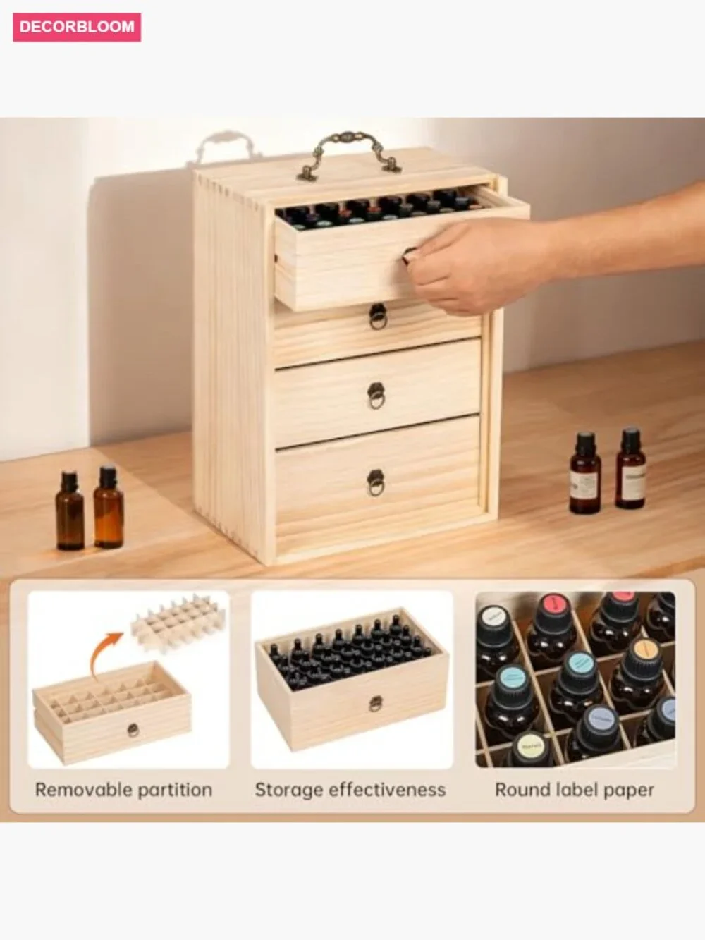 Wooden Essential Oil Storage Box Holds 112 Bottles 5-30ml